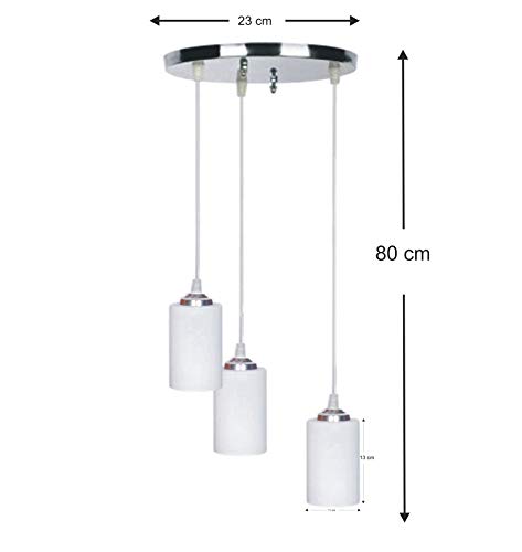 LED Compatible Pendant Ceiling Lamp Hanging Light of 3 Decorative Lamp Shade in One Round Fitting by Somil