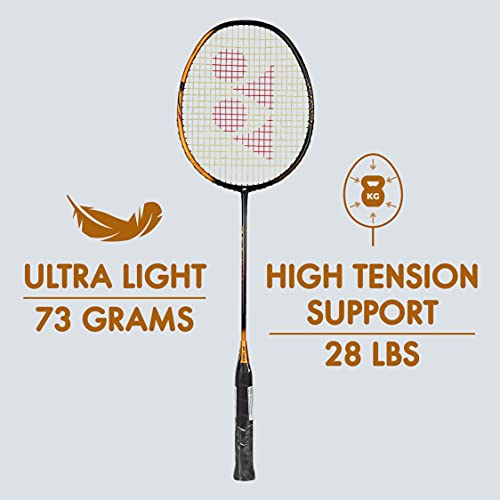 YONEX Graphite Badminton Racquet Smash (Black Clear Orange , G4, 73 Grams, 28 lbs Tension)