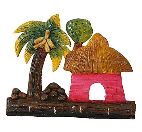 999STORE Wall Mounted Beautiful Indian Gifts Indian Art Painting Handmade Wooden Crafted Hand Painted cocunut hut Art…