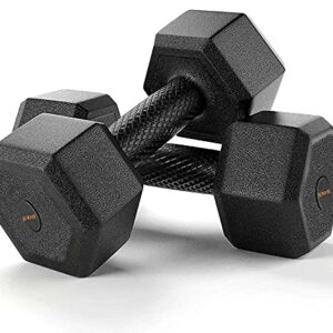 AURION PVC Encase Coating Free Weight Dumbbell Set for Strength Training, Home Gym Fitness and Full Body Workout (BLACK…