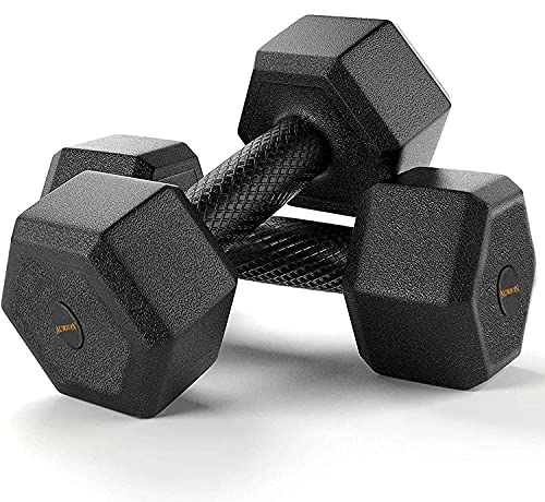 AURION PVC Encase Coating Free Weight Dumbbell Set for Strength Training, Home Gym Fitness and Full Body Workout (BLACK…