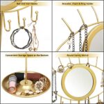 ABOUT SPACE Jewellery Display Stand - Multipurpose Metal Eye Shape Jewellery Storage Organizer with Vanity Mirror & 12…
