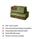 Amazon Brand - Solimo 100% Cotton 10 Piece Towel Set, 500 GSM (Sepia Brown and Olive Green)