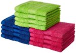 Amazon Brand - Solimo 100% Cotton 12 Piece Face Towel Set, 500 GSM (Multicolour)