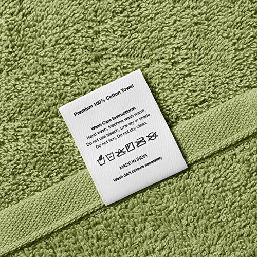 Amazon Brand - Solimo 100% Cotton 4 Piece Hand Towel Set, 500 GSM (Olive Green and Turquoise Blue)