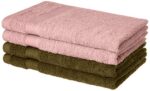 Amazon Brand - Solimo 100% Cotton 4 Piece Hand Towel Set, 500 GSM (Sepia Brown and Baby Pink)