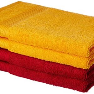 Amazon Brand - Solimo 100% Cotton 4 Piece Hand Towel Set, 500 GSM (Iris Blue and Sunshine Yellow)