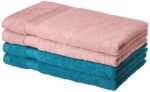 Amazon Brand - Solimo 100% Cotton 4 Piece Hand Towel Set, 500 GSM (Turquoise Blue and Baby Pink)
