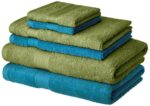 Amazon Brand - Solimo 100% Cotton 6 Piece Towel Set, 500 GSM (Olive Green and Turquoise Blue)