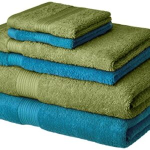 Amazon-Brand-Solimo-100-Cotton-6-Piece-Towel-Set-500-GSM-Olive-Green-and-Turquoise-Blue-0