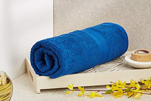 Amazon Brand - Solimo 100% Cotton Bath Towel, 500 GSM (Iris Blue)