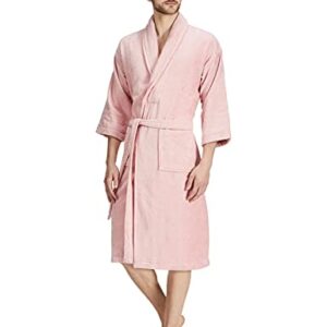 Amazon Brand - Solimo 100% Cotton Unisex Bathrobe, Blush Pink, Large, Set of 1