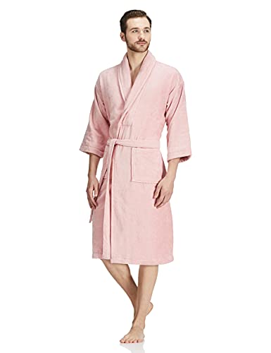 Amazon Brand - Solimo 100% Cotton Unisex Bathrobe, Blush Pink, Medium, Set of 1