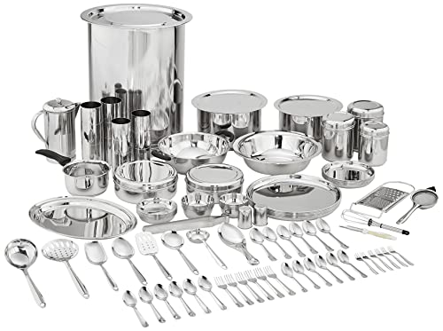 Amazon Brand - Solimo 101 Pieces Stainless Steel Dinner set