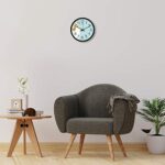 Amazon Brand - Solimo 12-inch Contemporary Plastic & Glass Wall Clock - Designer (Silent Movement, Black Frame)