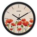 Amazon Brand - Solimo 12-inch Plastic & Glass Wall Clock - Full Bloom (Silent Movement), Black