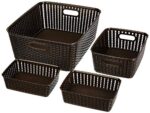 Amazon Brand - Solimo 4 Piece Storage Basket Set, Brown, Plastic