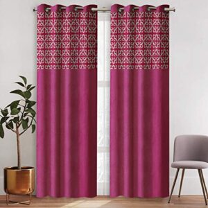 Amazon Brand - Solimo Allegro Polyester Curtain, Long Door, 9 feet (2.74 m), Pink, Pack of 2