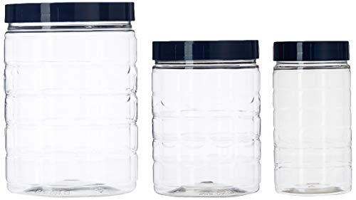 Amazon Brand - Solimo Plastic Checkered Jar Set of 15 (Royal Blue)
