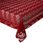 Amazon Brand - Solimo Cotton Blend Table Cover for Centre Table and 4 Seater Dining Table (Halo, Maroon)