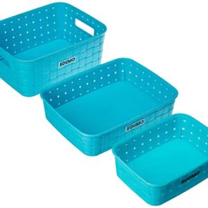 Amazon Brand - Solimo Fruit Basket Set (3 Pieces, Blue) and Solimo 2-Piece Kitchen Storage Container Set, 7.5 litres…