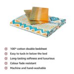 Amazon Brand - Solimo Fuzzy Strings 144 TC 100% Cotton Double Bedsheet with 2 Pillow Covers, Green