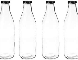 Amazon Brand - Solimo Glass Bottle Set (6 pieces, 1L, Transparent)