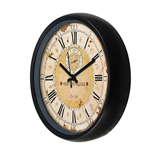 Amazon Brand - Solimo 12-inch Plastic & Glass Wall Clock - Grand Voyage (Silent Movement), Black