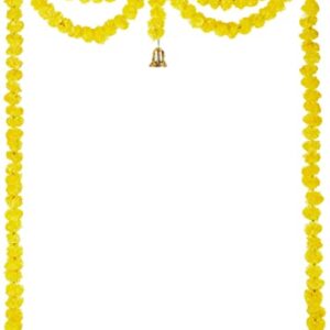 Amazon Brand - Solimo Hanging Artificial Marigold Flower Garland Set for Decoration of Door, Yellow