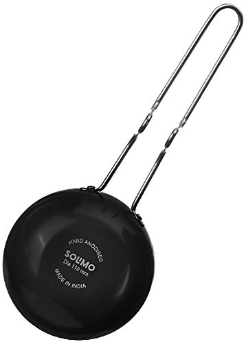 Amazon Brand - Solimo Hard Anodized Tadka Pan (11cm_Black), Aluminium