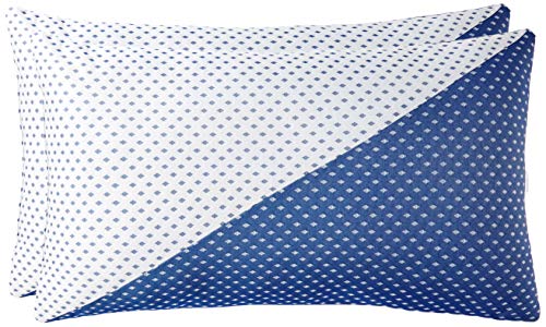 Amazon Brand - Solimo Microfiber Premium Bed Pillow Set - Diagonal (Blue and White, 43 x 69 cm) - 2-Piece