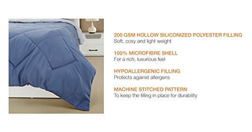 Amazon Brand - Solimo Microfibre Reversible Comforter, Single (Stone Blue & Silver Grey, 200GSM)