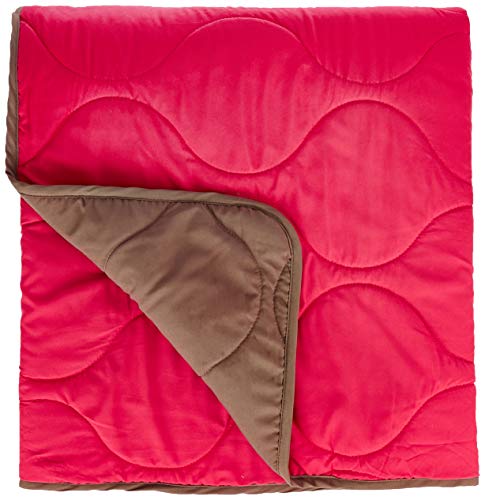Amazon Brand - Solimo Microfibre Reversible Quilt Blanket, Single, 120 GSM, Vivid Pink and Taupe Grey