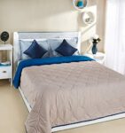 Amazon Brand - Solimo Microfibre Reversible Quilt Blanket/Comforter, Double, 120 GSM, Sandy Beige and Deep Teal