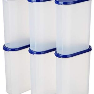 Amazon Brand - Solimo Modular Plastic Storage Containers with Lid, Set of 6, 2.4L, Blue