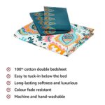 Amazon Brand - Solimo Paisley Preen 144 TC 100% Cotton Double Bedsheet with 2 Pillow Covers, Green and Orange
