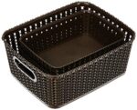 Amazon Brand - Solimo Plastic 3 Piece Storage Basket Set, Brown