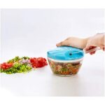 Amazon Brand - Solimo 500 ml Large Vegetable Chopper with 3 Blades, Blue