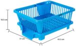 Amazon Brand - Solimo Plastic Dish Drainer and Drying Rack for Kitchen Blue