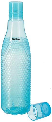 Amazon Brand - Solimo Plastic Fridge Bottle Set (6 pieces, 1L, Checkered pattern, Multicolour)