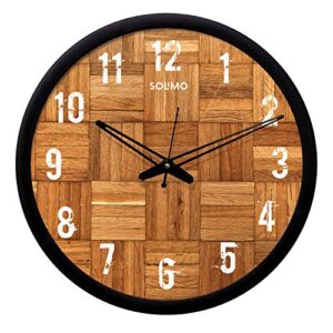 Amazon Brand - Solimo 12-inch Plastic & Glass Wall Clock - Checkered (Silent Movement, Black Frame)