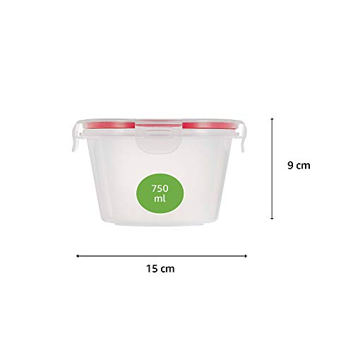 Amazon Brand - Solimo Plastic Kitchen Storage Container Set, 750ml, 3-Pieces, Transparent