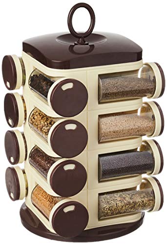 Amazon Brand Solimo Plastic Revolving Spice Rack Set of 16