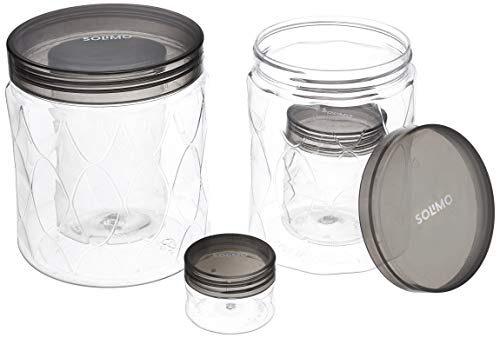 Amazon Brand - Solimo Plastic Storage Container Set (20 pieces, Wavy Pattern, Black)