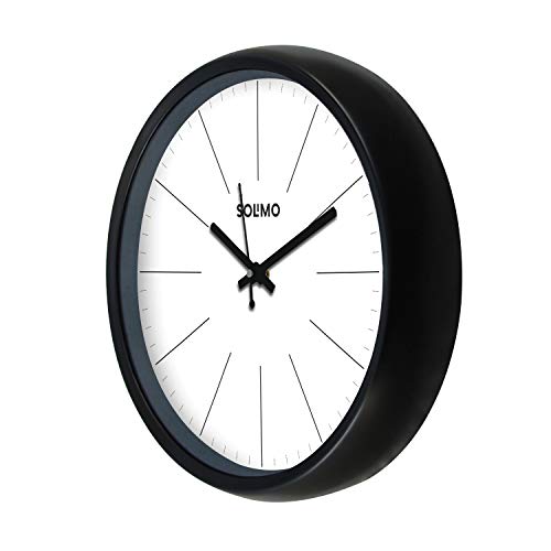 Amazon Brand - Solimo Plastic Wall Clock - (12 Inch, Opulent White, Black, Silent Movement)