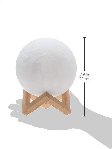 Amazon Brand - Solimo Rechargeable Moon Lamp With 3 Lighting Modes, 15 Cm, White, Pack Of 1(Acrylic)