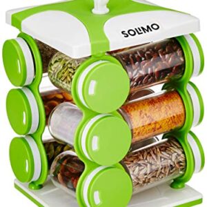 Amazon Brand - Solimo Revolving Plastic Spice Rack set (12 pieces, Silver)