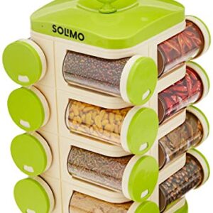 Amazon Brand - Solimo Revolving Plastic Spice Rack set (16 pieces, Silver)
