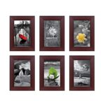 Amazon Brand - Solimo Rosewood Collage Set Of 6 Photo Frames ( 5 X 7 Inch - 6 ), Wall Mount