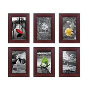 Amazon Brand - Solimo Rosewood Collage Set Of 6 Photo Frames ( 5 X 7 Inch - 6 ), Wall Mount
